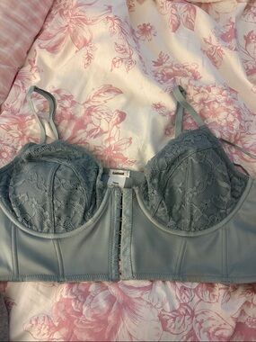 Garage Dusty Blue Lace Longline Underwire Bra